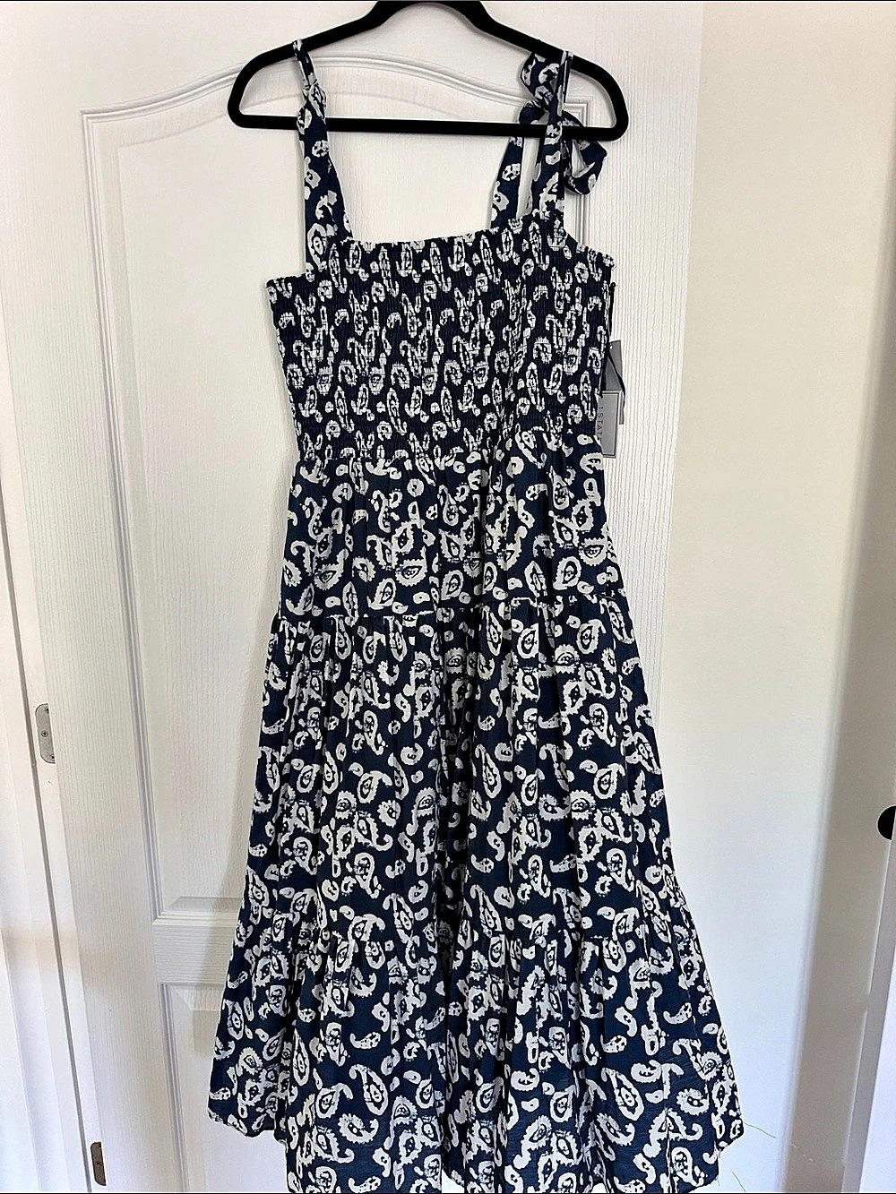 Paisley Maxi Dress in Blue & White Size Large NWT